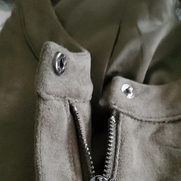 Halston Olive Green Suede Feel Jacket 14 - Picture 7 of 13